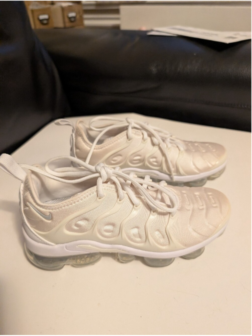 Nike Air VaporMax Plus Off-White/Sail Light Bone Size 4.5 New No Box Floor Model